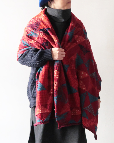 KAPITAL キャピタル 縮絨ウール 藍裂マフラー RED