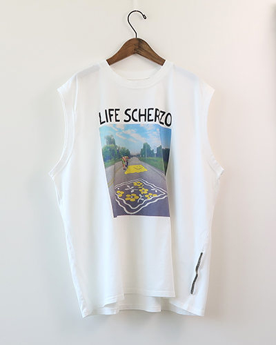 KAPITAL キャピタル 20/-天竺 ノースリーブBIG-T(LIFE SCHERZO ROAD SIGN PAINTERpt) メール便可