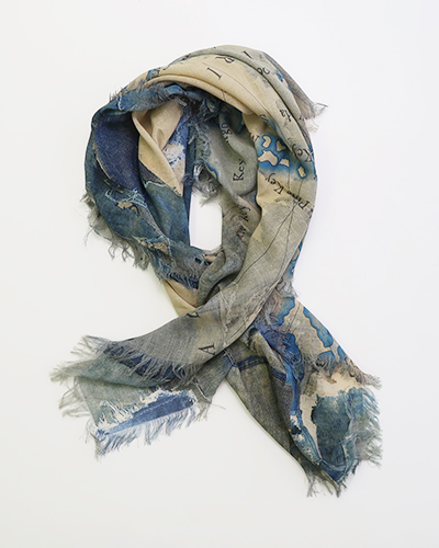 KAPITAL キャピタル レーヨン フリンジスクエアストール(KAYO HUESO デニムマップ) メール便可