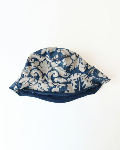 KAPITAL キャピタル インディゴ度詰め天竺 ダマスク抜染pt バケットHAT(短ツバ) メール便可