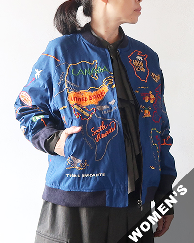 TIGRE BROCANTE ティグルブロカンテ ワールドマップ刺繍スーベニアジャケット