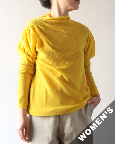 RHODOLIRION - Bottle Neck Puff Sleeve Sweater - Yellow ロドリリオン ボトルネックパフスリーブセーター