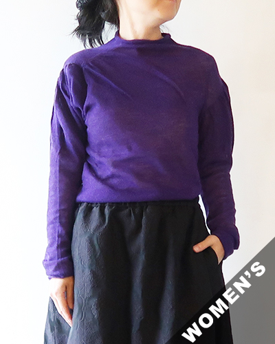 RHODOLIRION - Bottle Neck Puff Sleeve Sweater - Purple ロドリリオン ボトルネックパフスリーブセーター