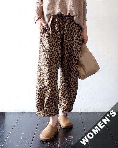 TIGRE BROCANTE ティグルブロカンテ コットンナイロン レオパード ムエタイ8分丈パンツ BEIGE