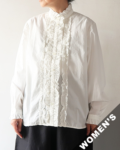 TIGRE BROCANTE ティグルブロカンテ ブロード リルフリル長袖シャツ WHITE