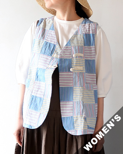 TIGRE BROCANTE ティグルブロカンテ ストライプパッチ チーパオラウンドベスト