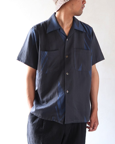 NEEDLES - S/S One-Up Shirt - C/L Kimono Jq. - BLUE ARROW ニードルズ ショートスリーブワンナップシャツ メール便可