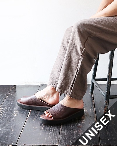 Organic handloom - RICHT - BROWN SHRINK オーガニックハンドルーム スライドサンダル