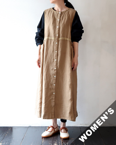 TIGRE BROCANTE ティグルブロカンテ 1/70 リネンドビー エプロンワンピース BEIGE