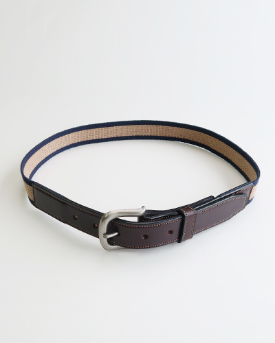 Engineered Garments - Webbing Belt - KHAKI×NAVY STRIPE エンジニアドガーメンツ ウェビングベルト