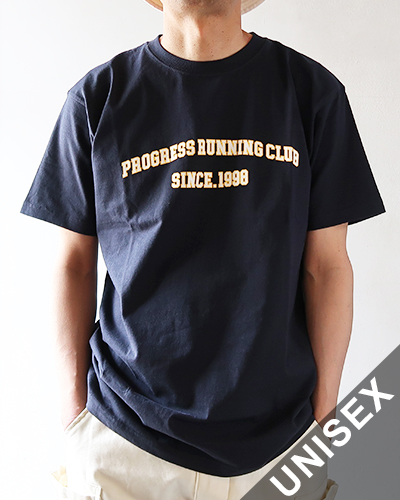 PROGRESS RUNNING CLUB - COLLEGE SHORT SLEEVE Tee - NAVY プログレスランニングクラブ カットソー メール便可
