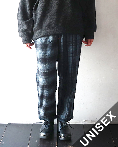 TIGRE BROCANTE ティグルブロカンテ ネルチェックMIX タゴサクロングパンツ MOSS GREEN