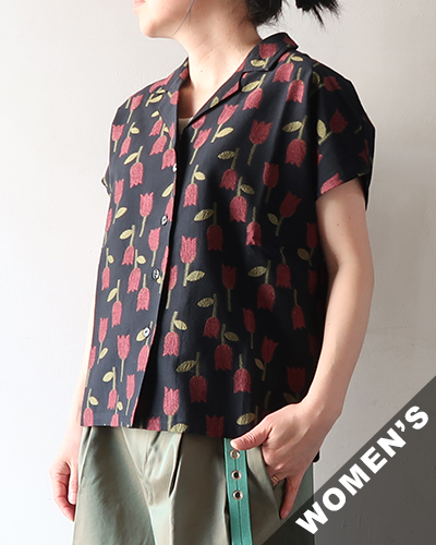 NEEDLES - French Sleeve Blouse - R/W Tulip Jacquard ニードルズ フレンチスリーブブラウス