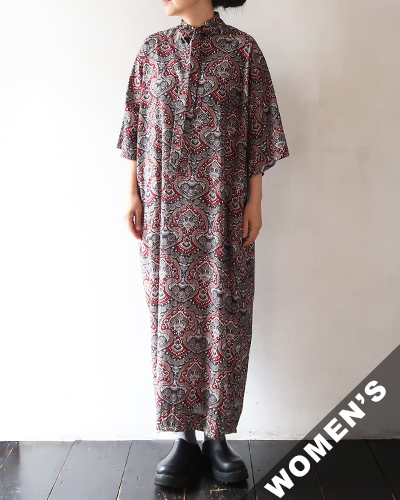 NEEDLES - Ascot Collar Dress - Printed Cotton Lawn - ARABESQUE ニードルズ ワンピース
