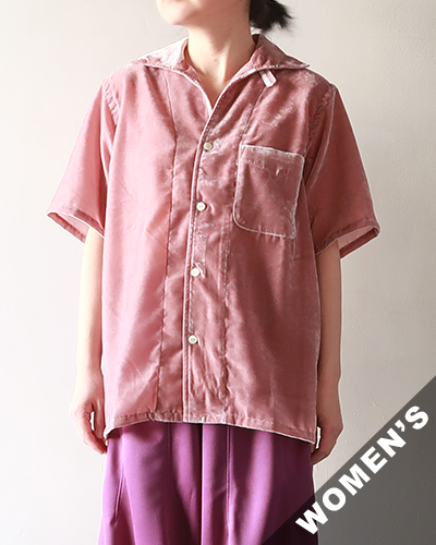 NEEDLES - Italian Collar S/S Shirt-PE/R Velvet - PINK ニードルズ イタリアンカラーシャツ