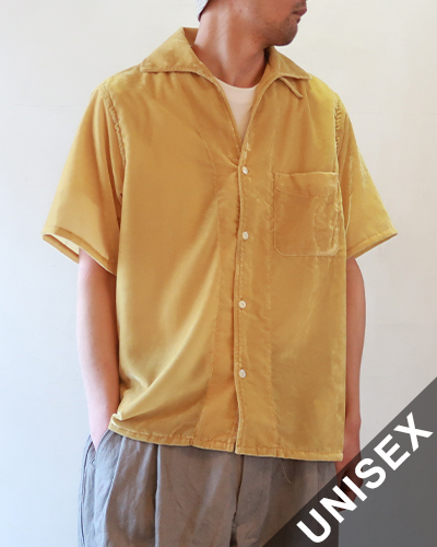 NEEDLES - Italian Collar S/S Shirt-PE/R Velvet - MUSTARD ニードルズ イタリアンカラーシャツ