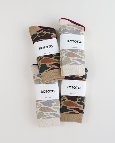 ROTOTO - PILE CAMO CREW SOCKS ロトト パイル カモ クルーソックス メール便可