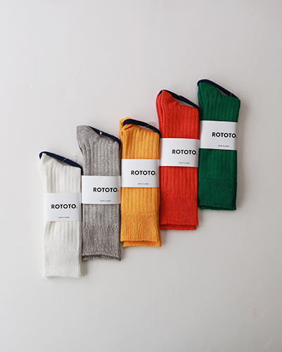 RoToTo - LINEN COTTON RIBBED CREW SOCKS ロトト リネンコットンリブドクルーソックス メール便可
