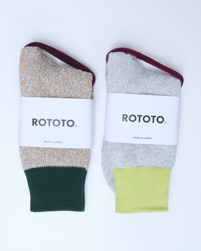 ROTOTO - DOUBLE FACE CREW SOCKS "SILK & COTTON" ロトト ダブルフェイスクルーソックス シルク&コットン