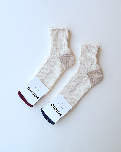 ROTOTO - LOW GAUZE RIBBED SOCKS ロトト ローガーゼリブドソックス メール便可