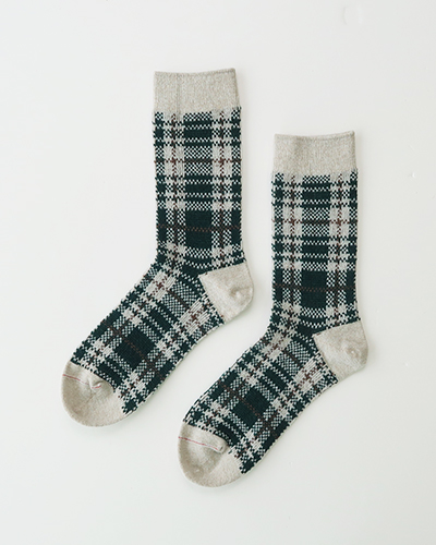 ROTOTO - CHECK PATTERN MERINO SOCKS ロトト チェックパターン メリノソックス メール便可