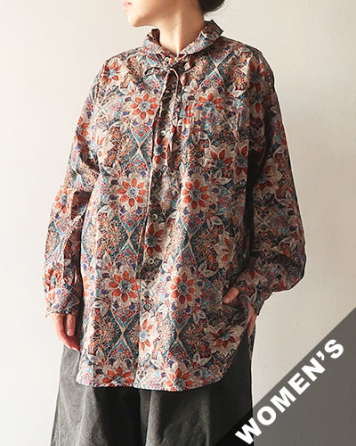 Engineered Garments - Rounded Collar Shirt - Floral Printed Cotton Lawn エンジニアドガーメンツ ラウンドカラーシャツ