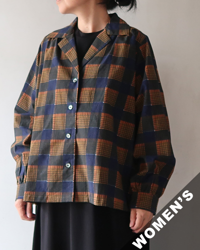 NEEDLES - Gathered Blouse - Printed Flannel / Plaid - BROWN ニードルズ ギャザーブラウス