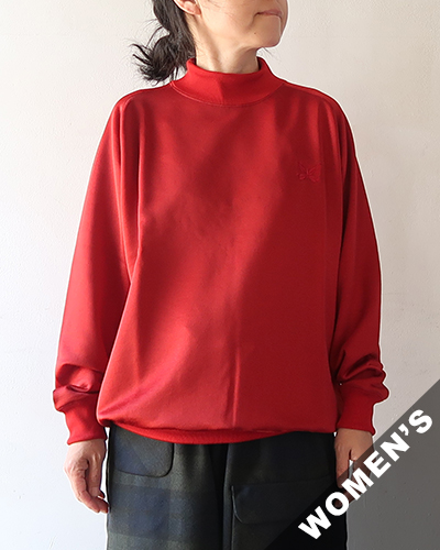 NEEDLES - Mock Neck Shirt - Bright Jersey - RED ニードルズ モックネックシャツ