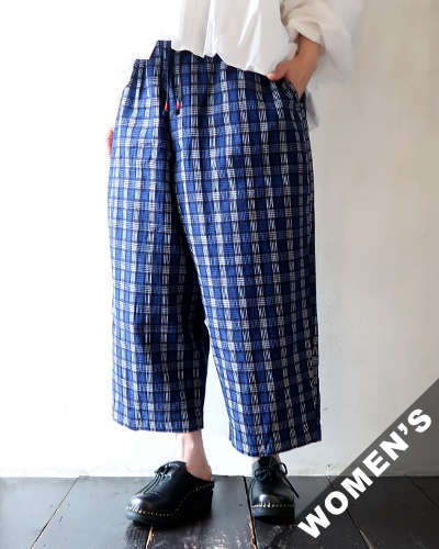 SOWBOW - SOWBOW EASY PANTS EX WIDE - CHIKUGO-ORI - YOKUZUSHI CHECK 蒼氓 イージーパンツ (極太)