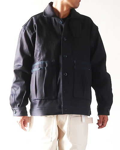 SASSAFRAS -  Overgrown Trug Jacket - Herringbone Denim ササフラス オーバーグロウン トラッグ ジャケット