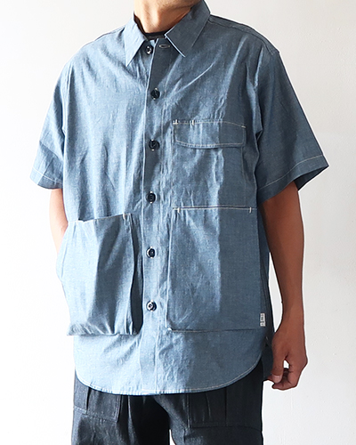 SASSAFRAS - Digs Crew Half 1/2 - 5oz Chambray ササフラス ディグスクルーハーフ