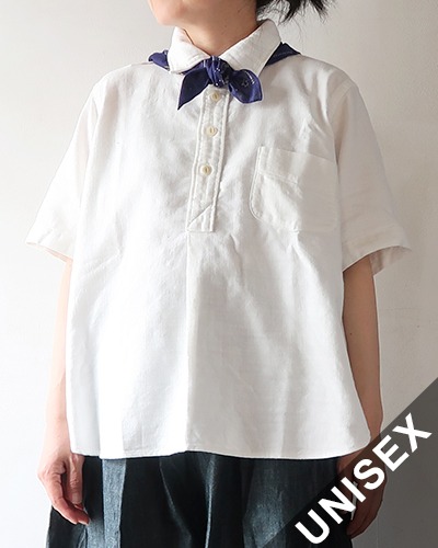 TIGRE BROCANTE ティグルブロカンテ ライトオックス デイリーユースプルオーバーシャツ WHITE