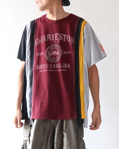 REBUILD by NEEDLES - 7 Cut Wide Tee - College - PATTERN-B リビルドバイニードルズ 7カット ワイド Tシャツ メール便可