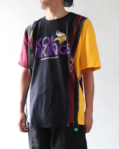 REBUILD by NEEDLES - 7 Cut Wide Tee - College - PATTERN-D リビルドバイニードルズ 7カット ワイド Tシャツ メール便可