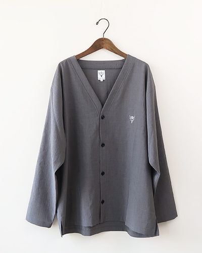 South2 West8 - V-NECK Cardigan - Poly Oxford - GREY サウス2ウエスト8 Vネックカーディガン メール便可