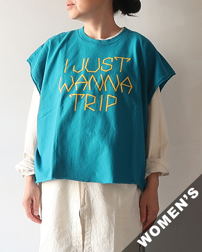 THE DAY ON THE BEACH - Loose fits Cutoff Sleeveless-T "I just wanna Trip" ザデイオンザビーチ カットオフスリーブレスT メール便可