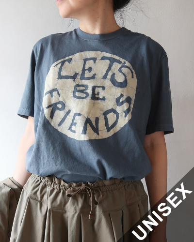 TIGRE BROCANTE ティグルブロカンテ Let's be friends Batik 半袖 Tシャツ LIGHT GRAY メール便可