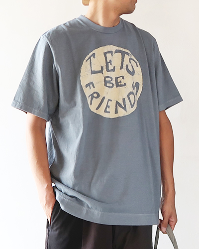TIGRE BROCANTE ティグルブロカンテ Let's be friends Batik 半袖 Tシャツ LIGHT GRAY メール便可