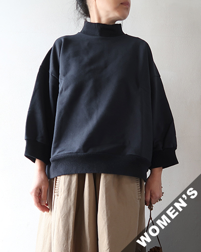 TIGRE BROCANTE ティグルブロカンテ MIGEN裏毛ワイドスクエア7分T NIGHT NAVY