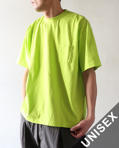 TIGRE BROCANTE ティグルブロカンテ 20天竺ベニスビーチポケット半袖Tシャツ LIME GREEN メール便可