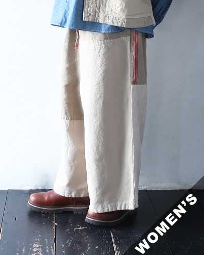 TIGRE BROCANTE ティグルブロカンテ Re.EUROリネンシーツMIXギャザーワイドパンツ BEIGE
