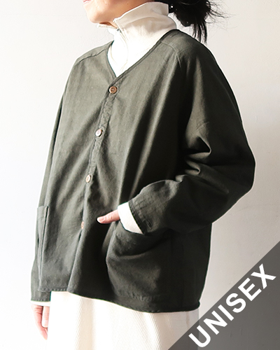 TIGRE BROCANTE ティグルブロカンテ ミディアムハード天竺 ARMYカーディガン KHAKI