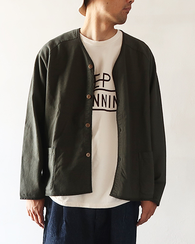 TIGRE BROCANTE ティグルブロカンテ ミディアムハード天竺 ARMYカーディガン KHAKI