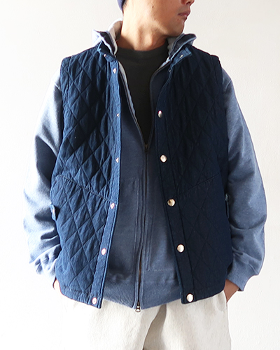 TIGRE BROCANTE ティグルブロカンテ 7オンスデニム キルティング Hiネックスナップベスト