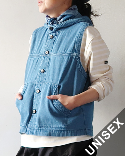 TIGRE BROCANTE ティグルブロカンテ 7オンスデニム カンガルーベスト FADE