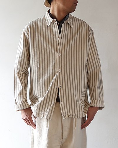 TENDER Co. - WS422 WEAVER'S STOCK LONG SLEEVED SQUARE SHIRT - ARMCHAIR STRIPE テンダーコー スクエアシャツ