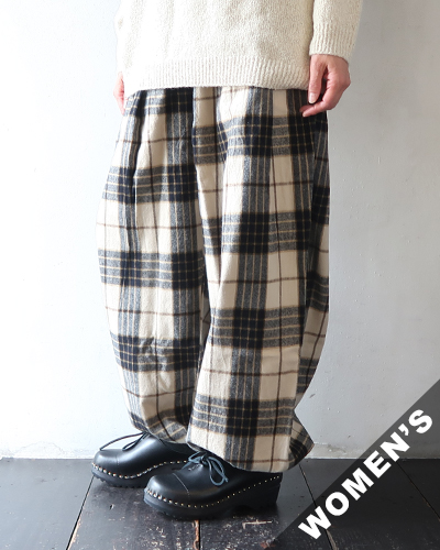 Yarmo - Wide Tuck Easy Pant - Shaggy Check ヤーモ ワイドタックイージーパンツ