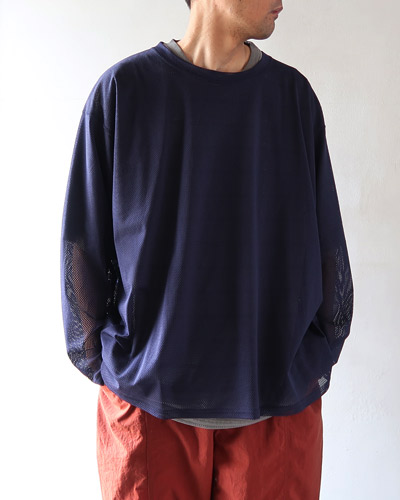 South2 West8 - S.S. Crew Neck Shirt - Knit Mesh - NAVY サウス2ウエスト8 クルーネックシャツ