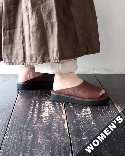 Organic handloom - RICHT - BROWN SHRINK オーガニックハンドルーム スライドサンダル