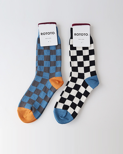 RoToTo - CHECKBOARD CREW SOCKS ロトト チェックボードクルーソックス メール便可
